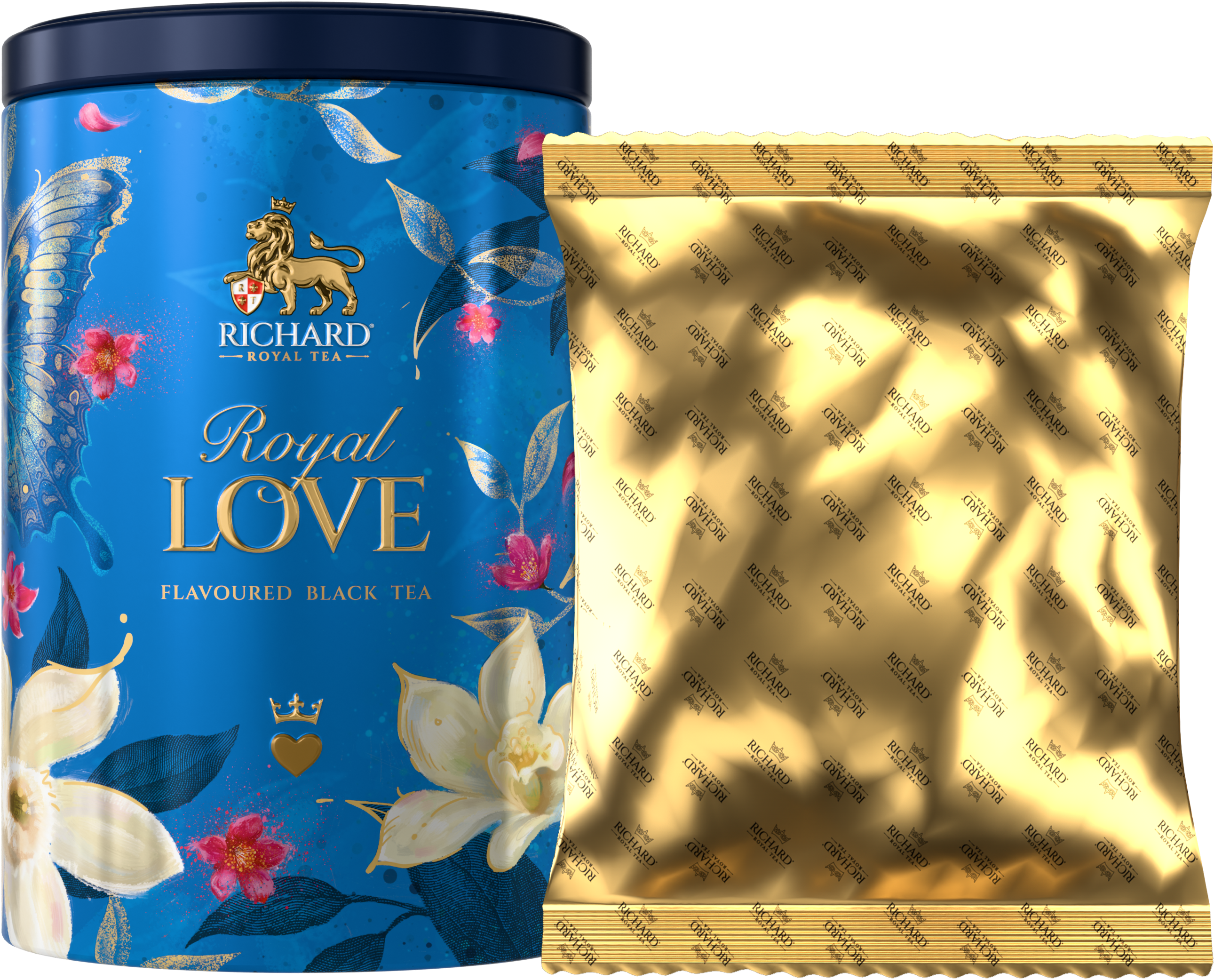 Richard Royal Szerelem ízesített szálas fekete tea, 80g BLUE fémdobozban Richard Royal Tea