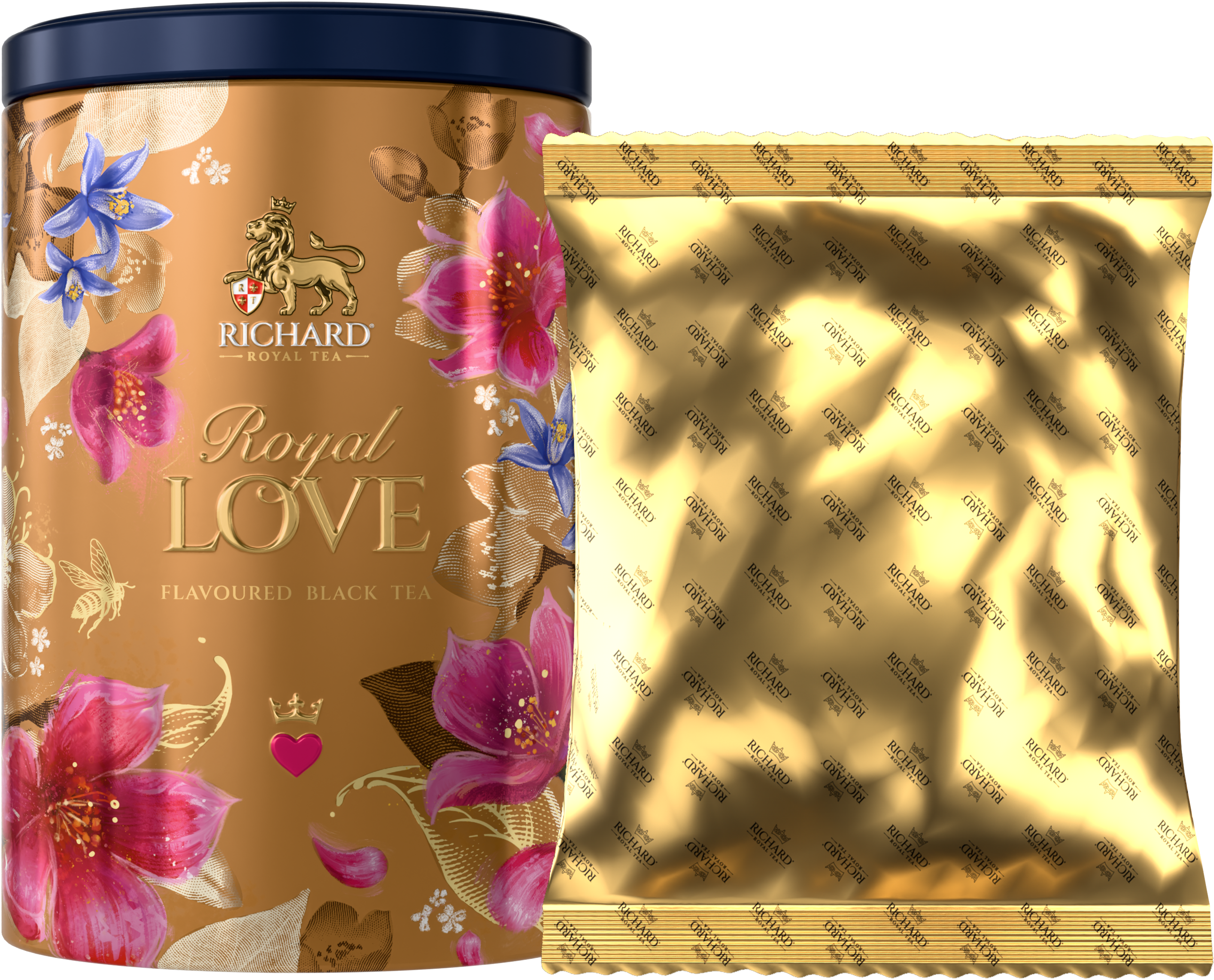 Richard Royal Szerelem ízesített szálas fekete tea, 80g GOLD fémdobozban Richard Royal Tea