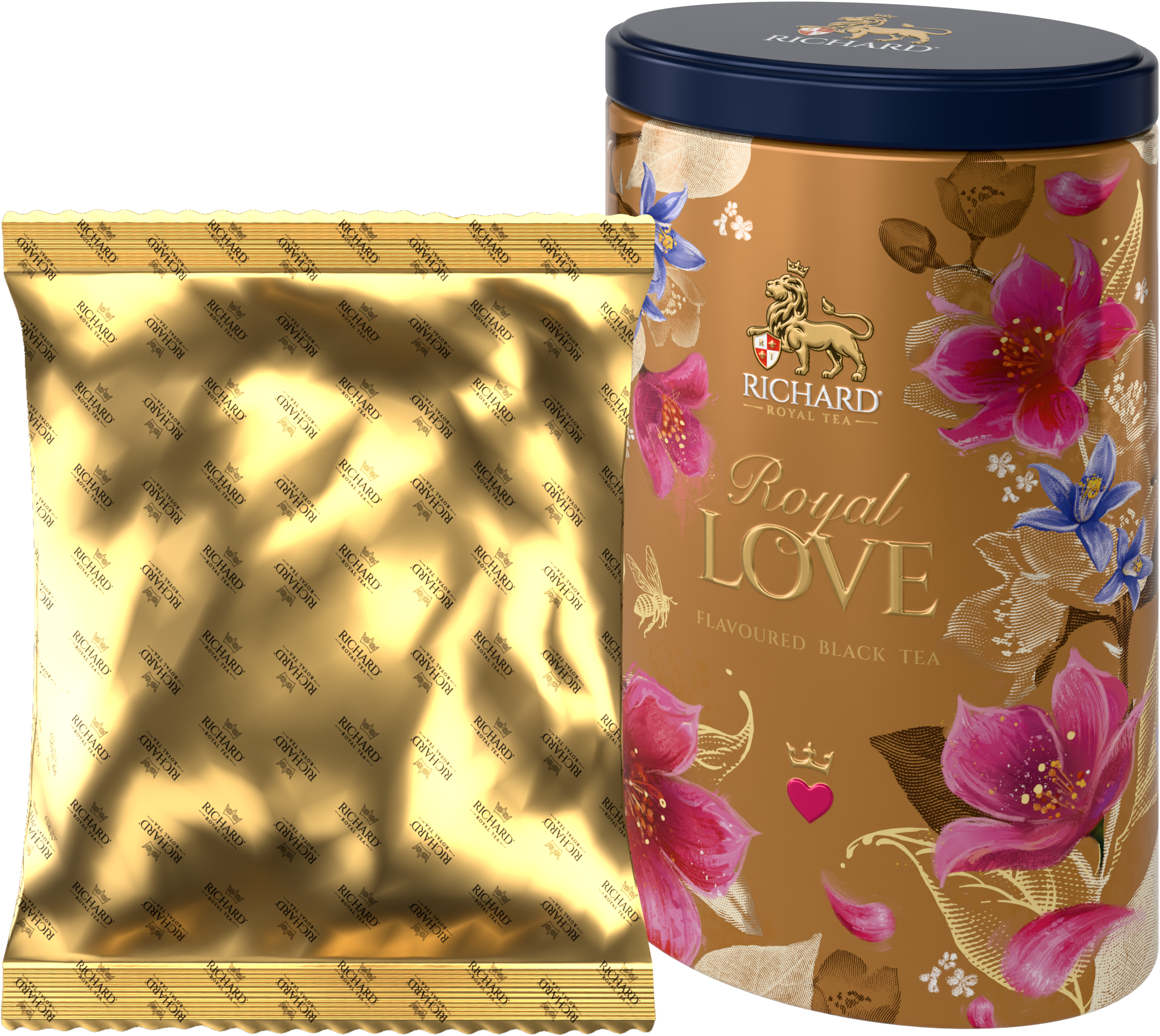 Richard Royal Szerelem ízesített szálas fekete tea, 80g GOLD fémdobozban Richard Royal Tea