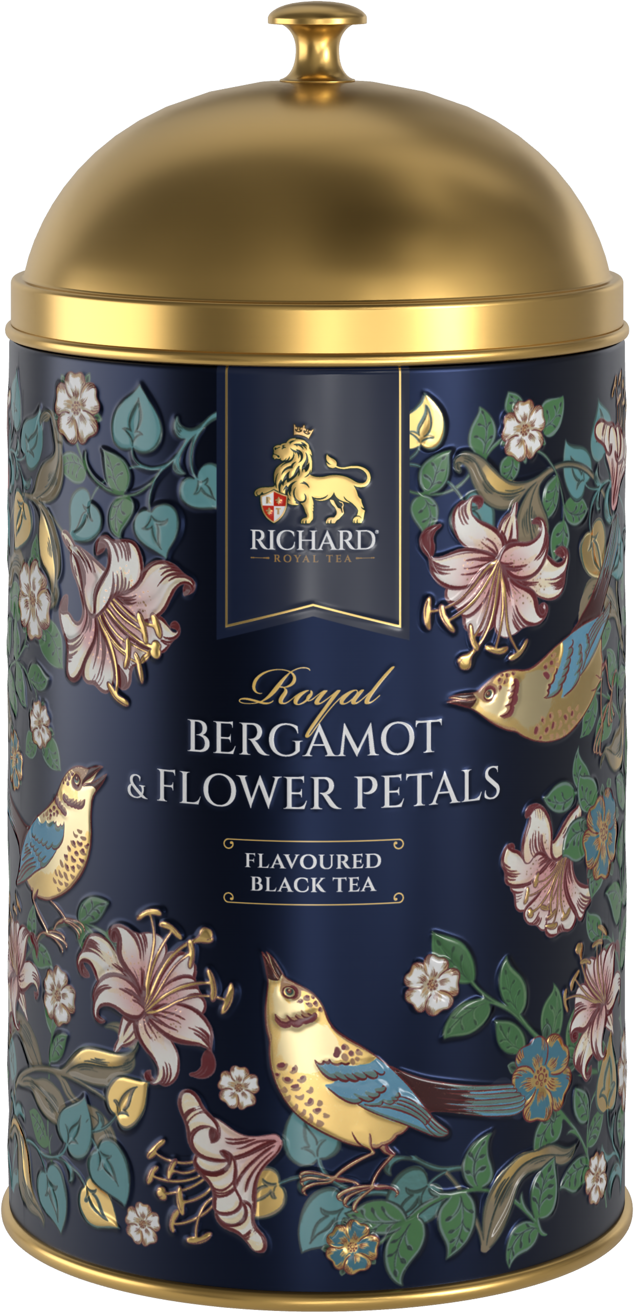 Richard "Királyi Bergamott & Virágszirmok", fémdobozos ízesített fekete szálas tea 60g, KÉK Richard Royal Tea