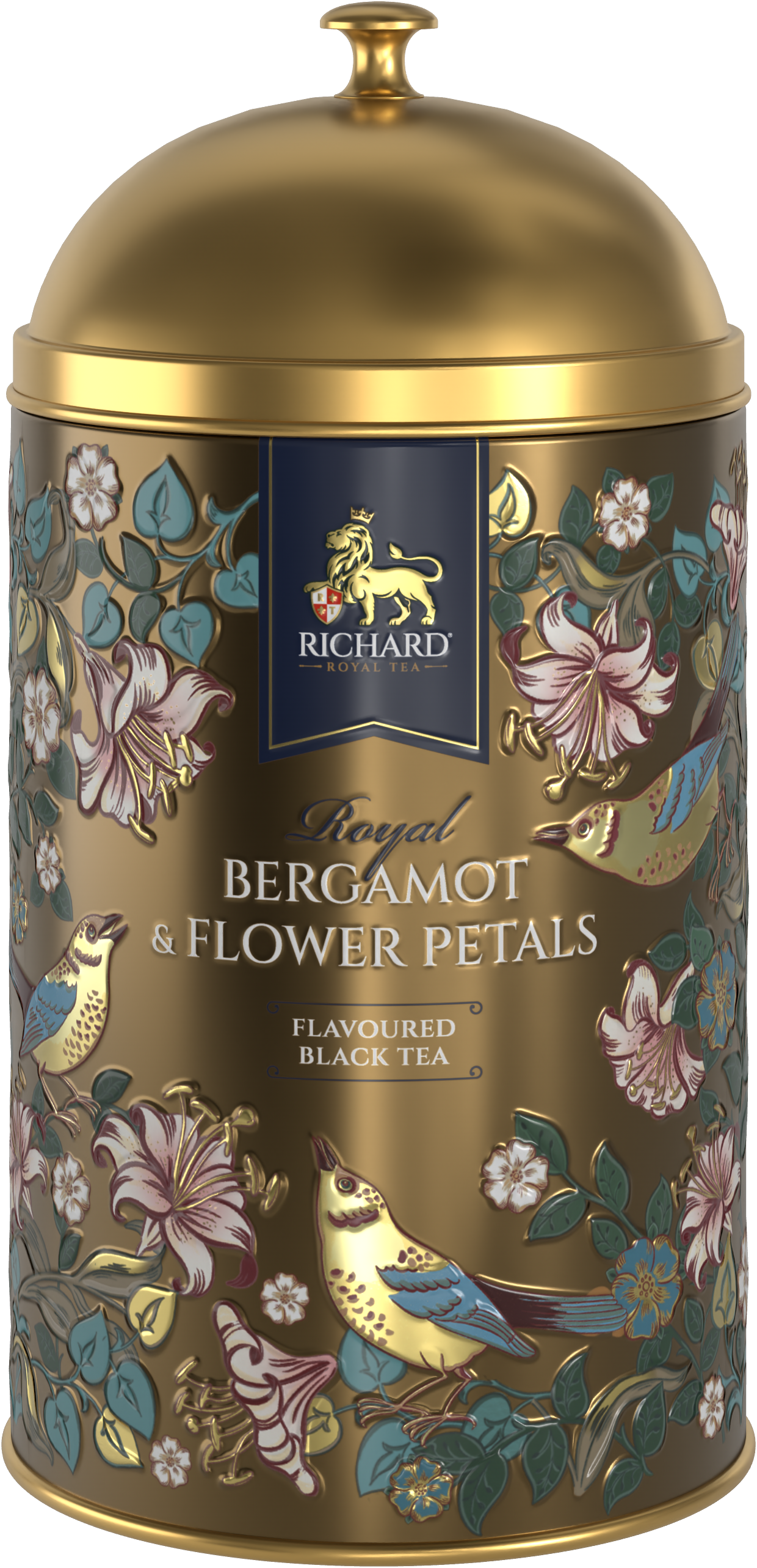 Richard "Királyi Bergamott & Virágszirmok", fémdobozos ízesített fekete szálas tea 60g, BRONZ Richard Royal Tea