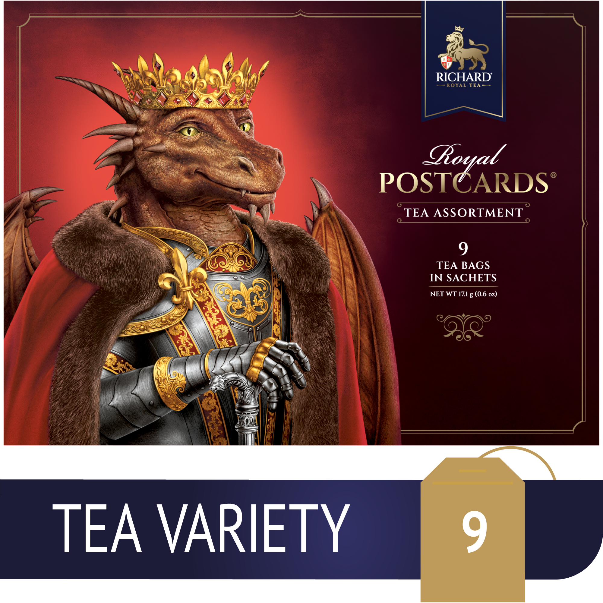 Richard Royal Királyi Képeslap, Sárkány Király, filteres fekete tea-válogatás, 17,1g