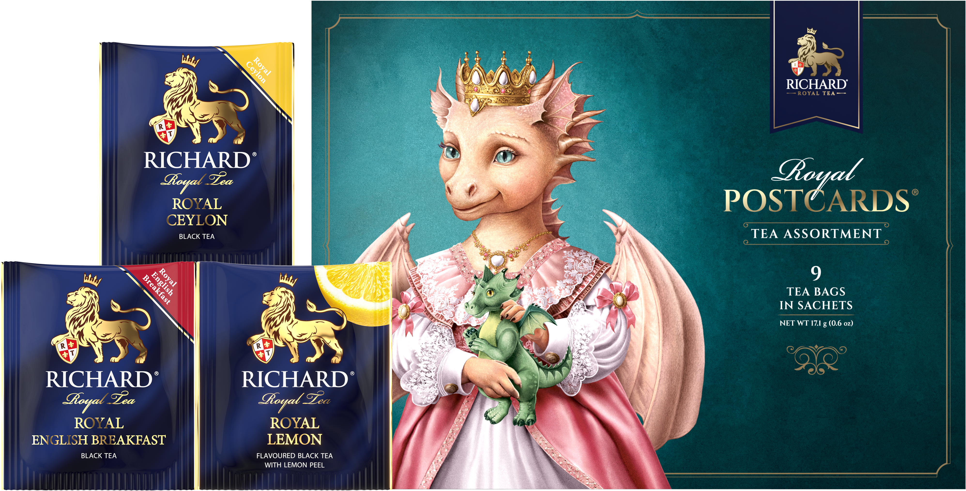 Richard Royal Királyi Képeslap, Sárkány Hercegnő, filteres fekete tea-válogatás, 17,1g