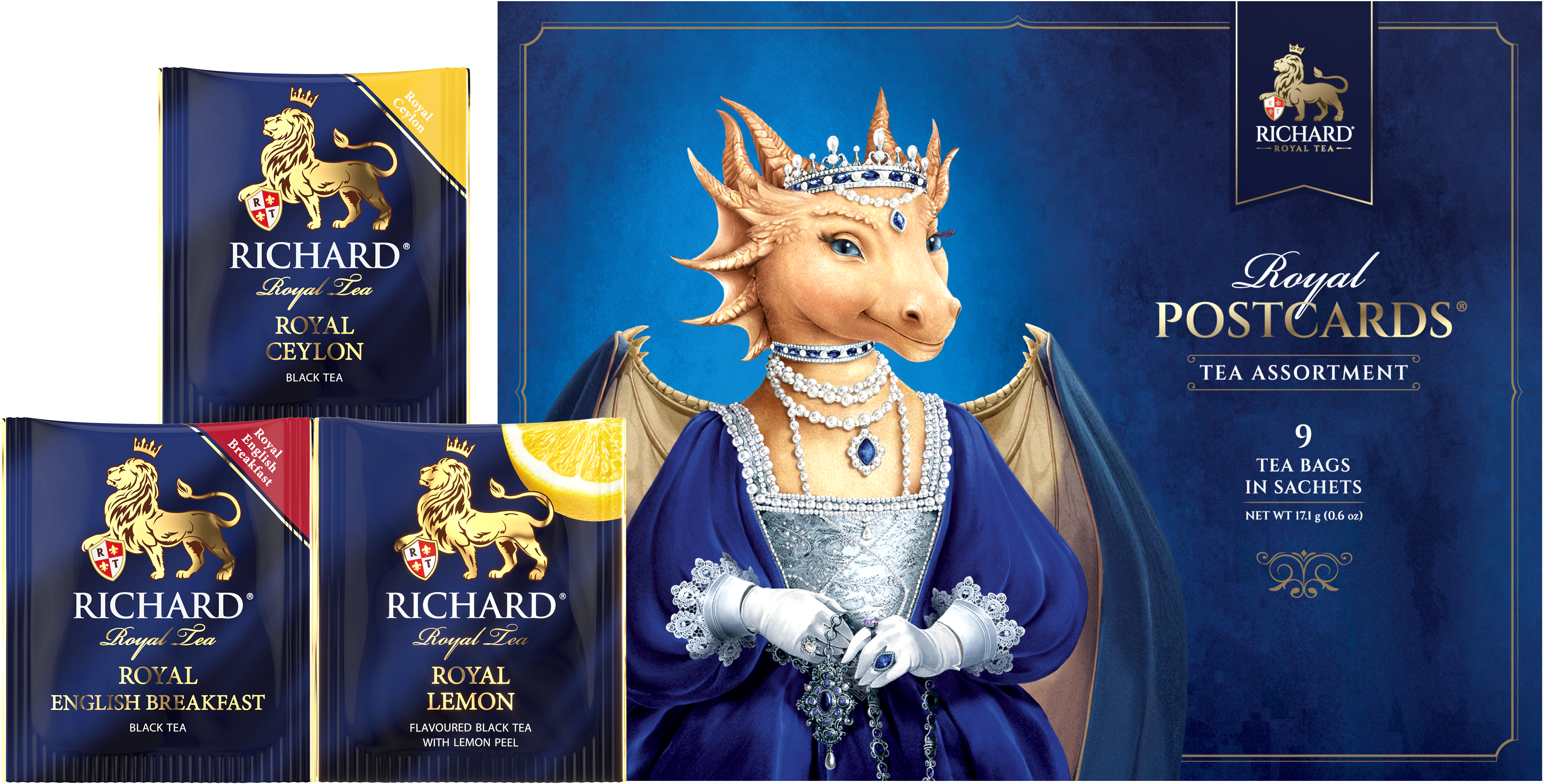 Richard Royal Királyi Képeslap, Sárkány Királynő, filteres fekete tea-válogatás, 17,1g