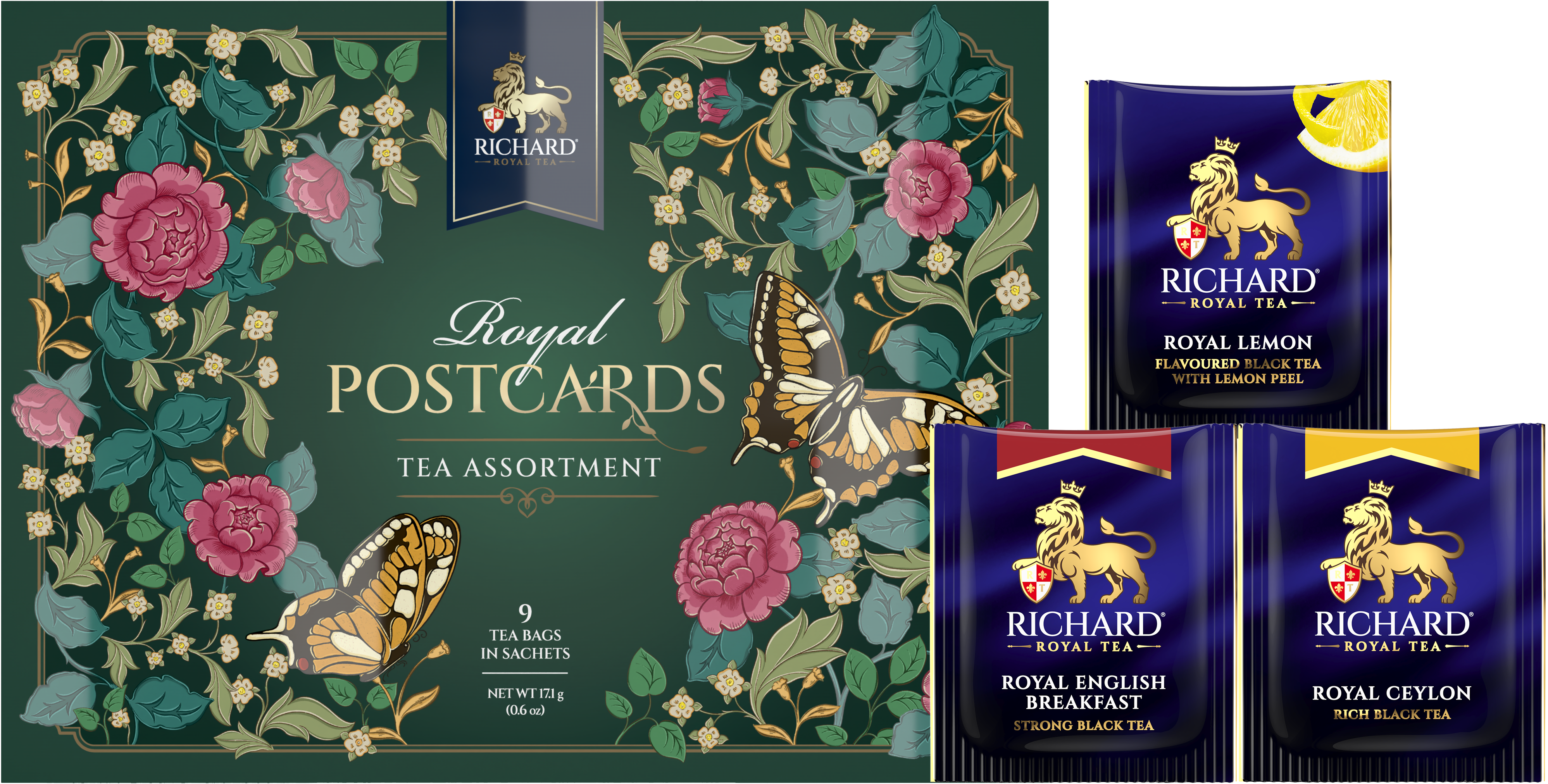 Richard Royal Képeslap  filteres fekete teaválogatás 2024, 17,1g ZÖLD Richard Royal Tea