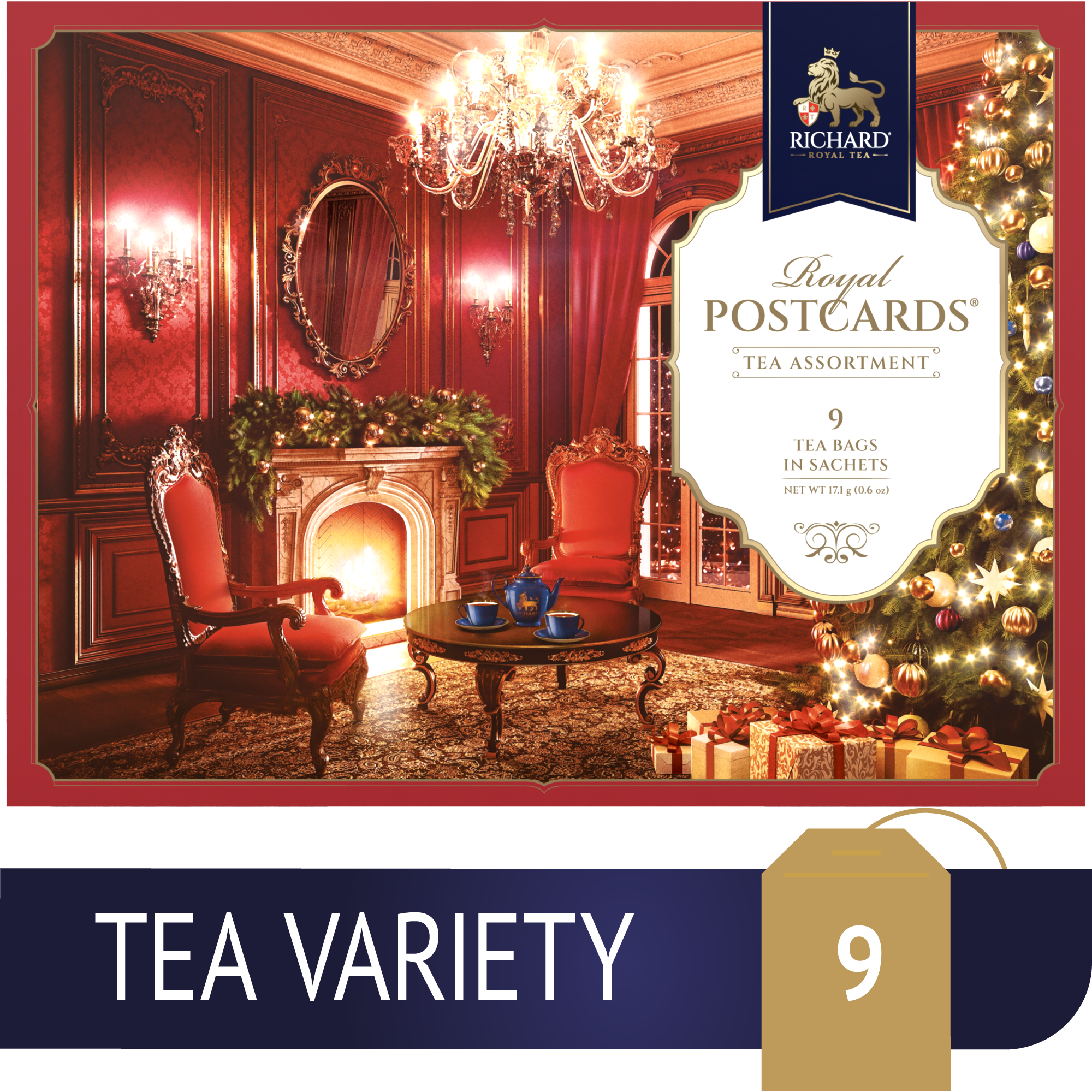 Richard Royal Királyi Képeslap, Karácsonyi válogatás - Piros, filteres fekete tea-válogatás, 17,1g