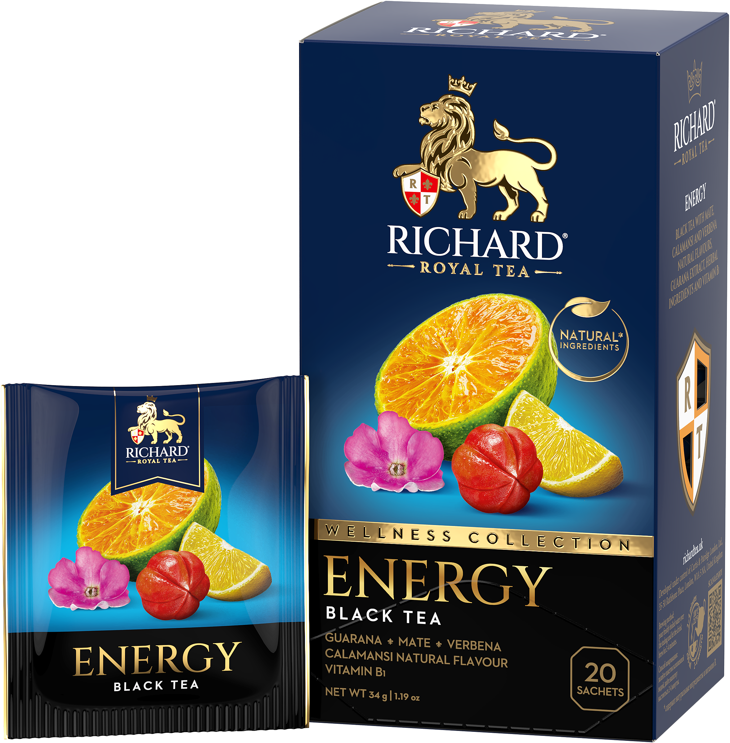 Richard Royal Wellness Collection Energy ízesített fekete tea, 20 filter