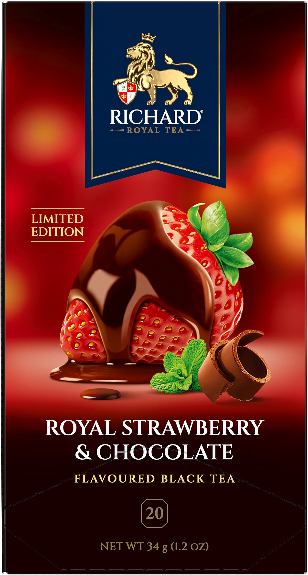 Richard Royal Strawberry & Chocolate ízesített fekete tea, 20 filter x 1,7g Richard Royal Tea