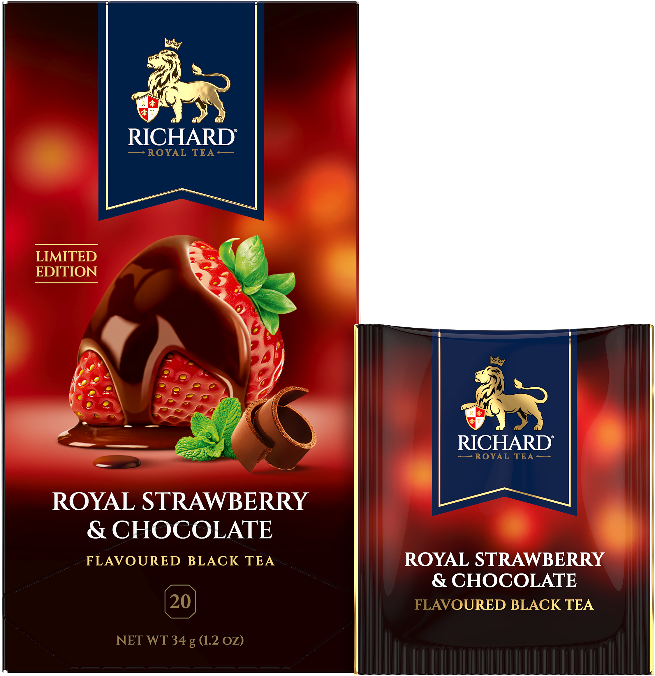 Richard Royal Strawberry & Chocolate ízesített fekete tea, 20 filter x 1,7g Richard Royal Tea