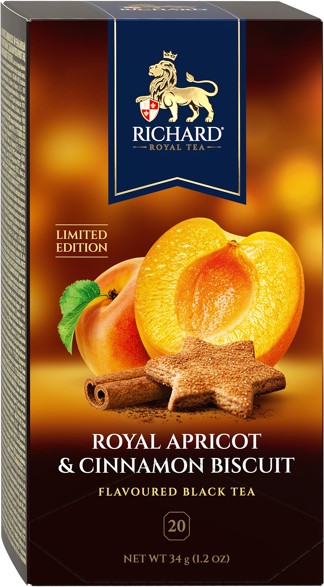 Richard Royal Apricot & Cinnamon biscuit ízesített fekete tea, 20 filter x 1,7g Richard Royal Tea