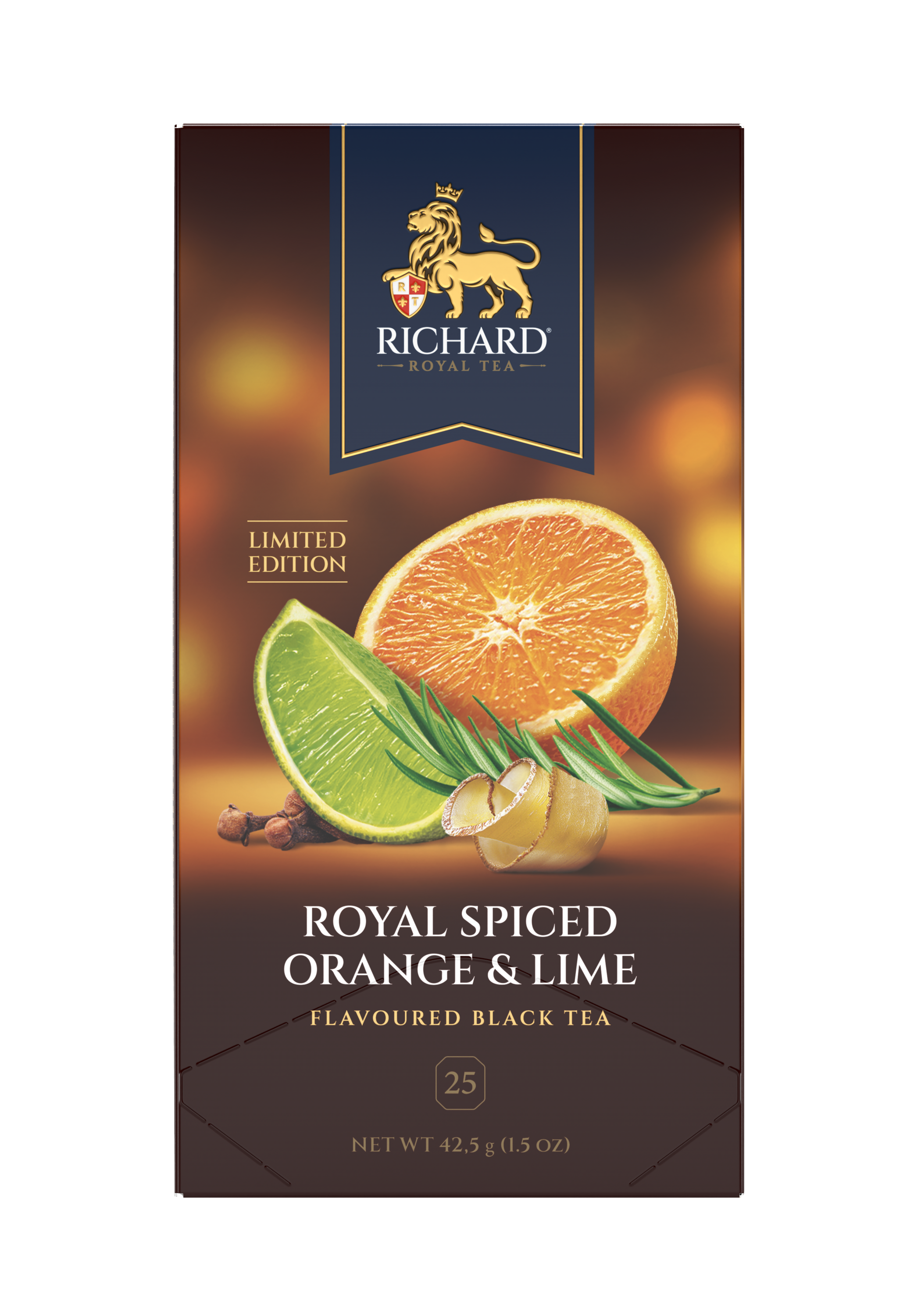 Richard Royal Fűszeres Narancs & Lime ízesített fekete tea, 25 filter