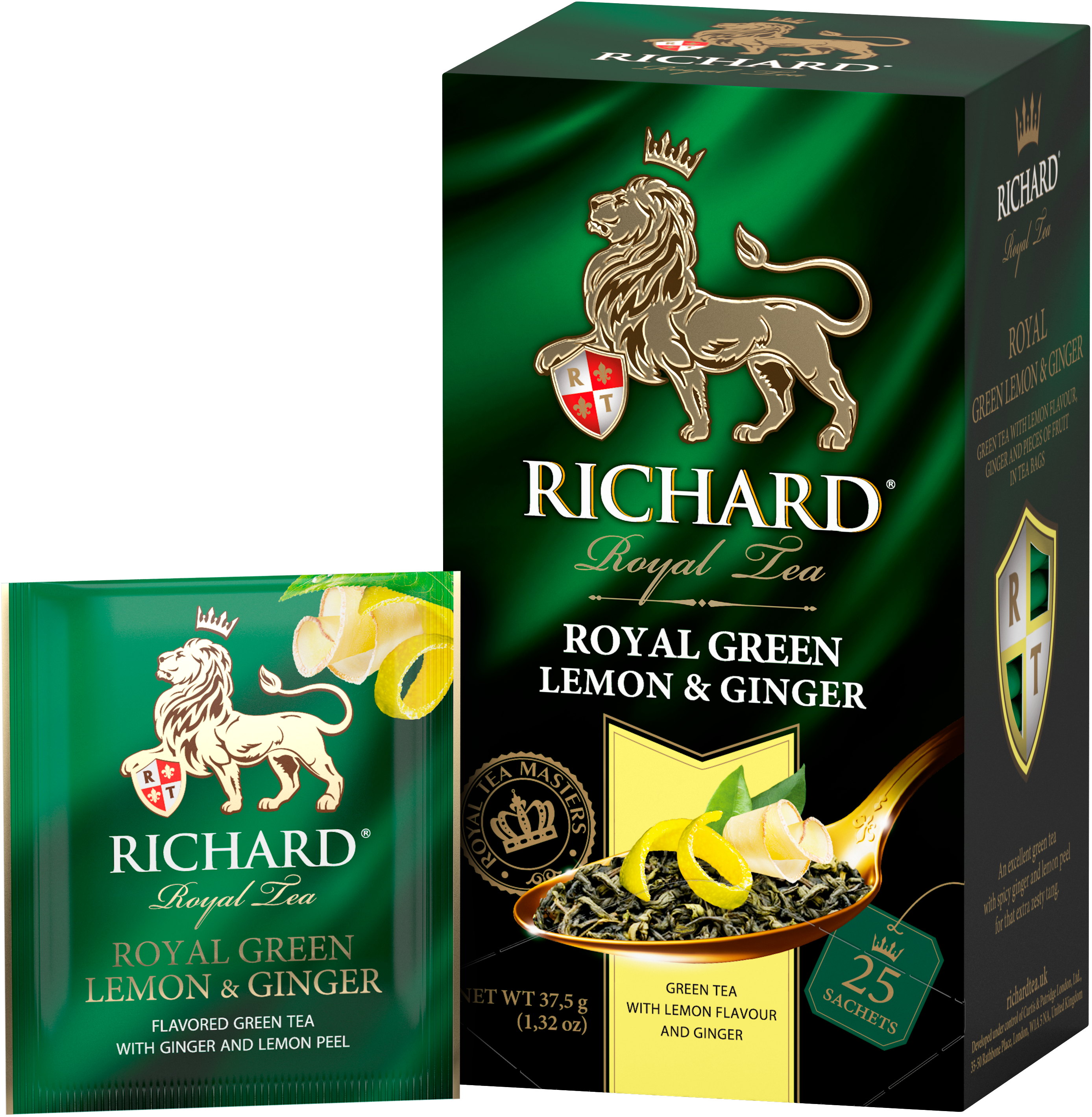 Richard Royal Citrom&Gyömbér ízesített zöld tea, filteres, 37,5g - RichardTeavn - vásároljon a 899.00 Ft