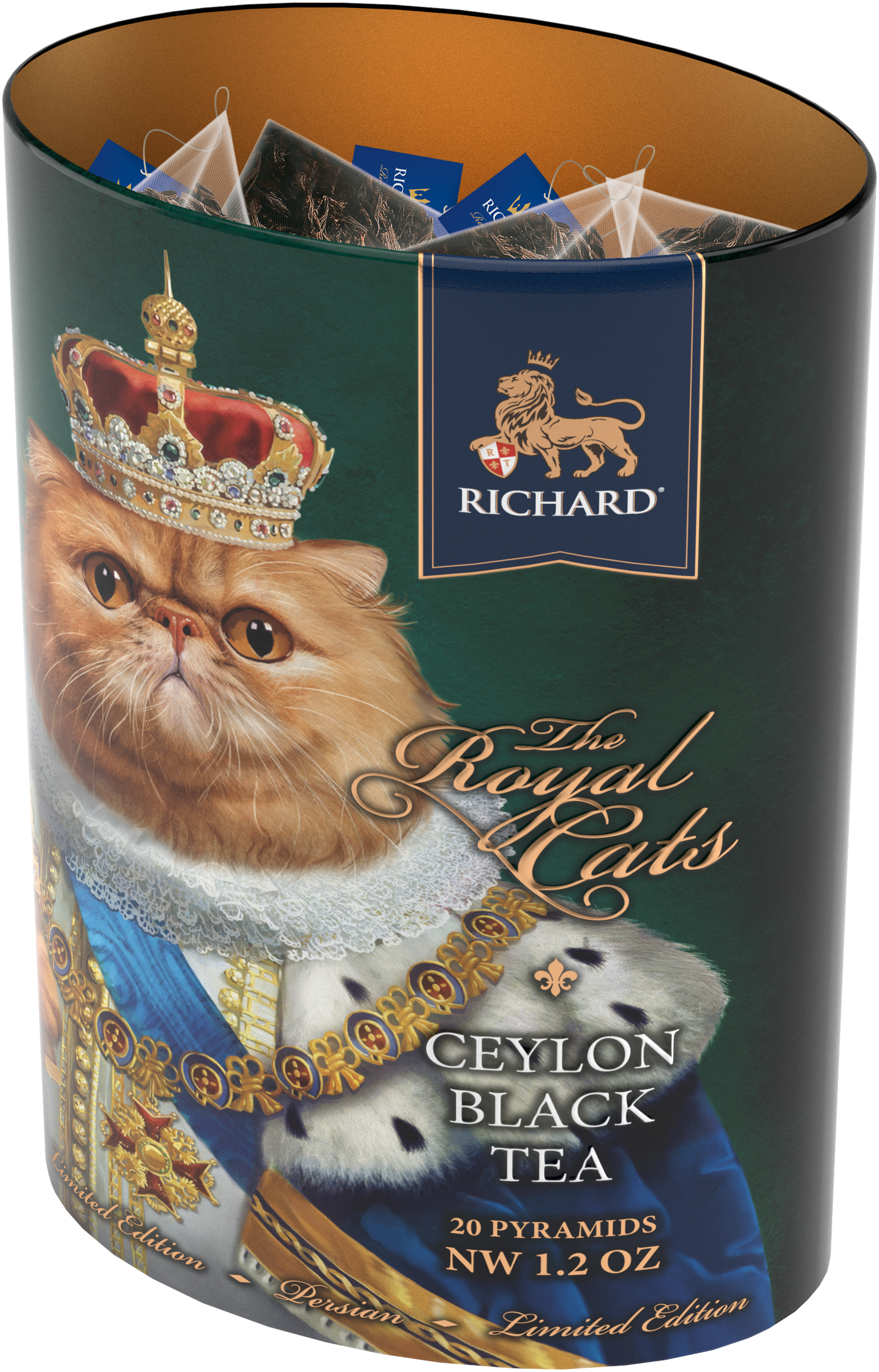 Richard Royal Macska, fekete tea, 34g, piramis-filterben, fémdoboz, Perzsa Vörös macska - RichardTeavn - vásároljon a 2990.00 Ft
