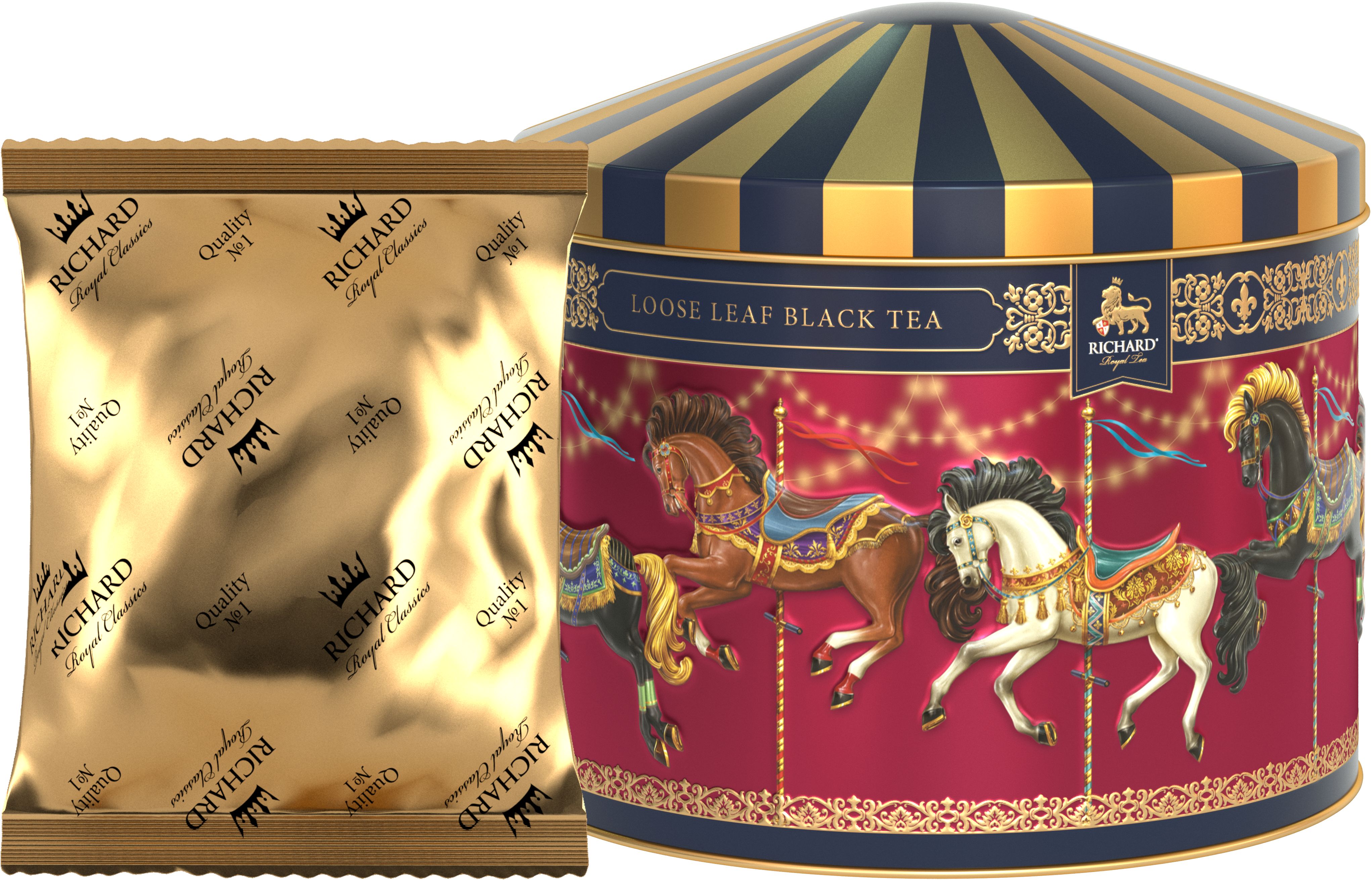 Richard Royal "Vidám Körforgás", szálas fekete tea, két szín, 100g - 2023