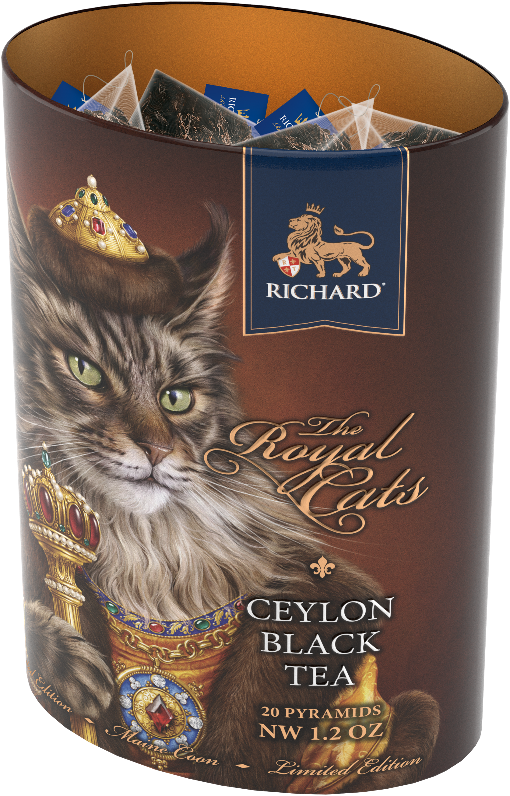 Richard Royal macskák, fekete tea 34g, 20 piramis-filterben, Maine Coon - RichardTeavn - vásároljon a 2990.00 Ft
