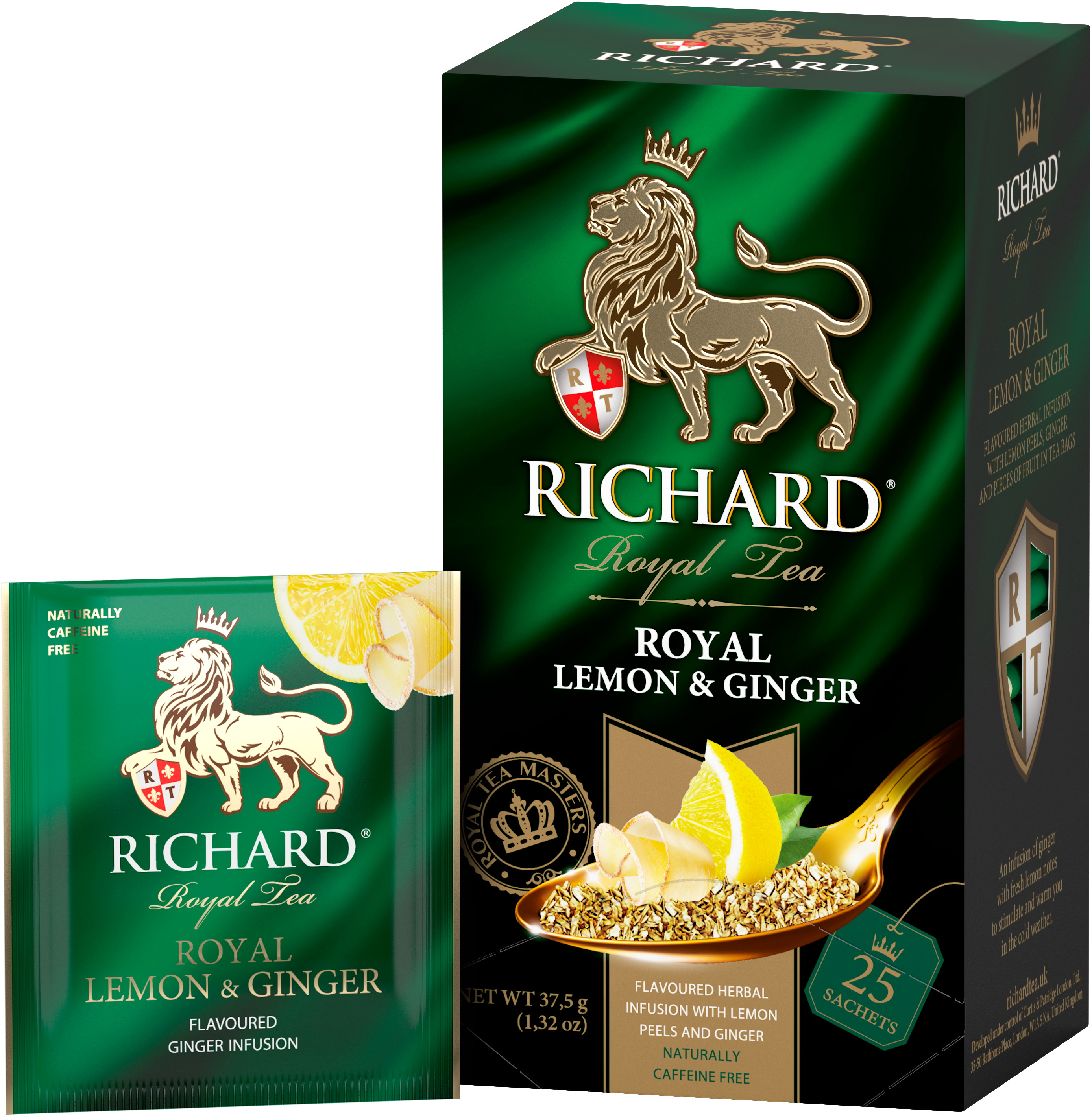Richard Royal Citrom&Gyömbér, gyógynövényes keverék, koffein mentes, filteres, 37,5g - RichardTeavn - vásároljon a 899.00 Ft