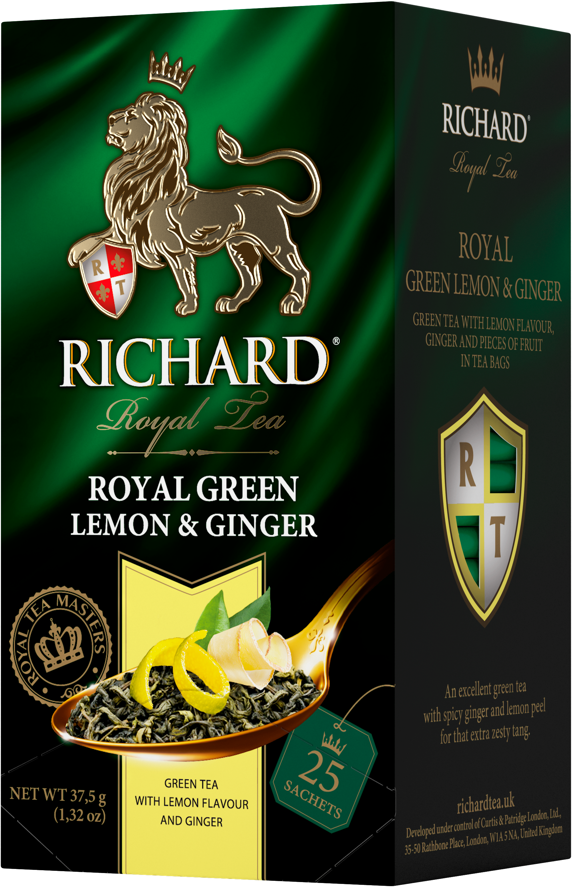 Richard Royal Citrom&Gyömbér ízesített zöld tea, filteres, 37,5g - RichardTeavn - vásároljon a 899.00 Ft