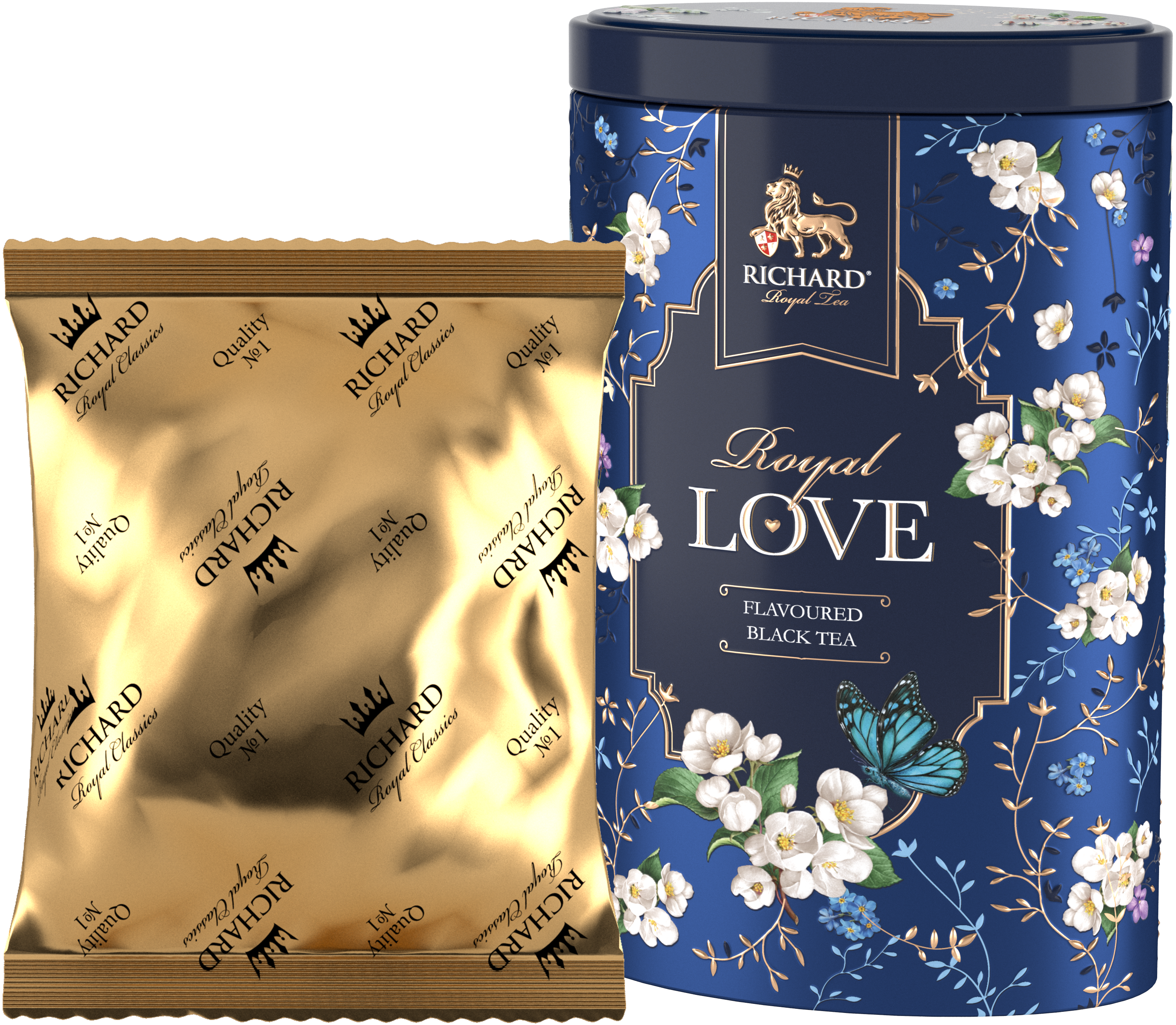 Royal Szerelem ízesített fekete tea, szálas, 80g, BLUE fémdobozban - RichardTeavn - vásároljon a 2990.00 Ft