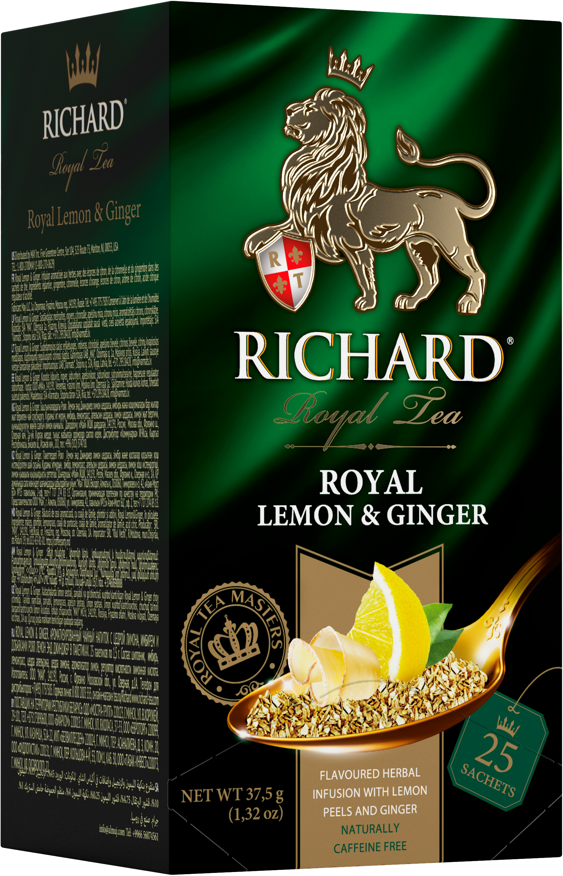 Richard Royal Citrom&Gyömbér, gyógynövényes keverék, koffein mentes, filteres, 37,5g - RichardTeavn - vásároljon a 899.00 Ft