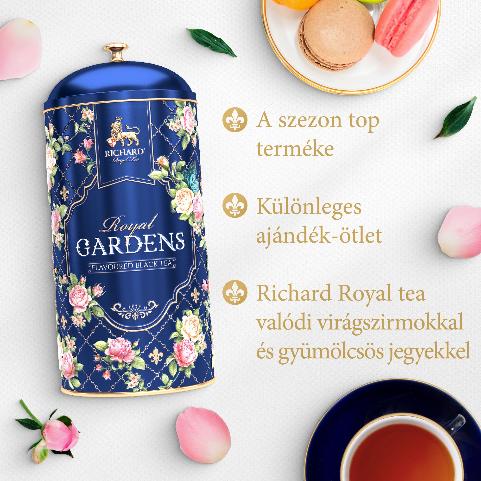 Richard Royal Kertek, ízesített fekete tea, szálas, 80gr KÉK