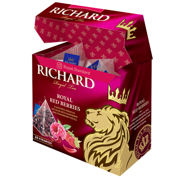 Royal Piros Bogyós gyümölcsös-gyógynövényes, piramis-filter, 20x1,7g - RichardTeavn - vásároljon a 799.00 Ft