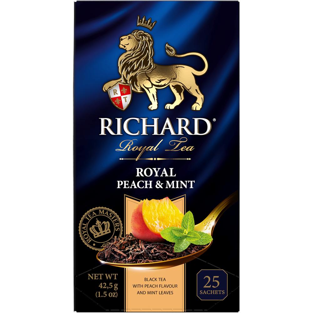 Richard Royal Őszibarack&Menta ízesített fekete tea, 25 filter x 1,7g