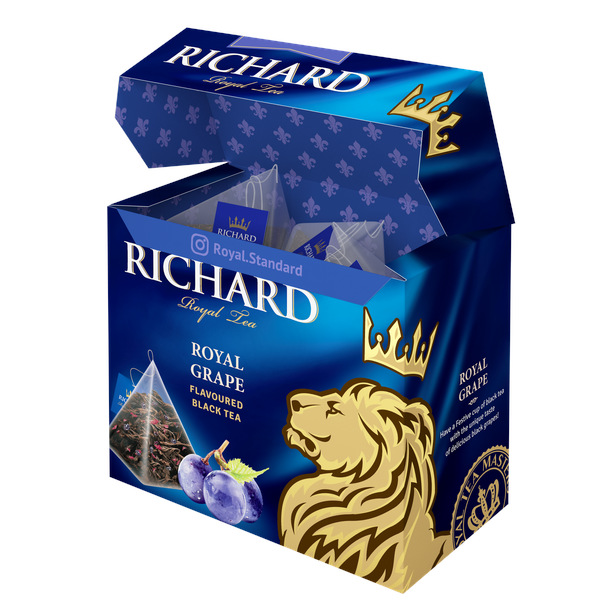 Royal Szőlő ízesített, fekete tea, piramis-filter, 20x1,7g - RichardTeavn - vásároljon a 799.00 Ft
