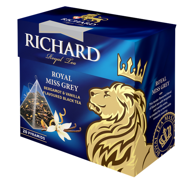 Royal Miss Grey ízesített fekete tea, piramis-filter, 20x1,7g - RichardTeavn - vásároljon a 799.00 Ft