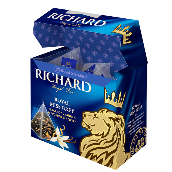 Royal Miss Grey ízesített fekete tea, piramis-filter, 20x1,7g - RichardTeavn - vásároljon a 799.00 Ft